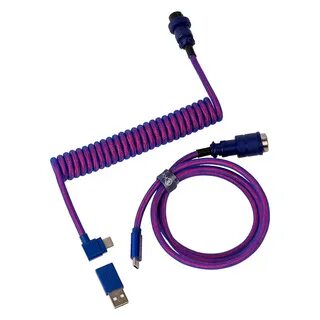 Cabel Type-A/Type-C Keychron Premium Coiled Aviator Cable-Angled Purpule