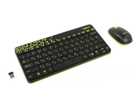 LOGITECH MK240 Nano  Беспроводная комбинация - BLACK/CHARTREUSE - RUS