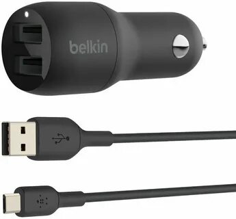 Автомобильное ЗУ Belkin Car Charger 24W Dual USB-A, USB-A - Lightning, 1m, black