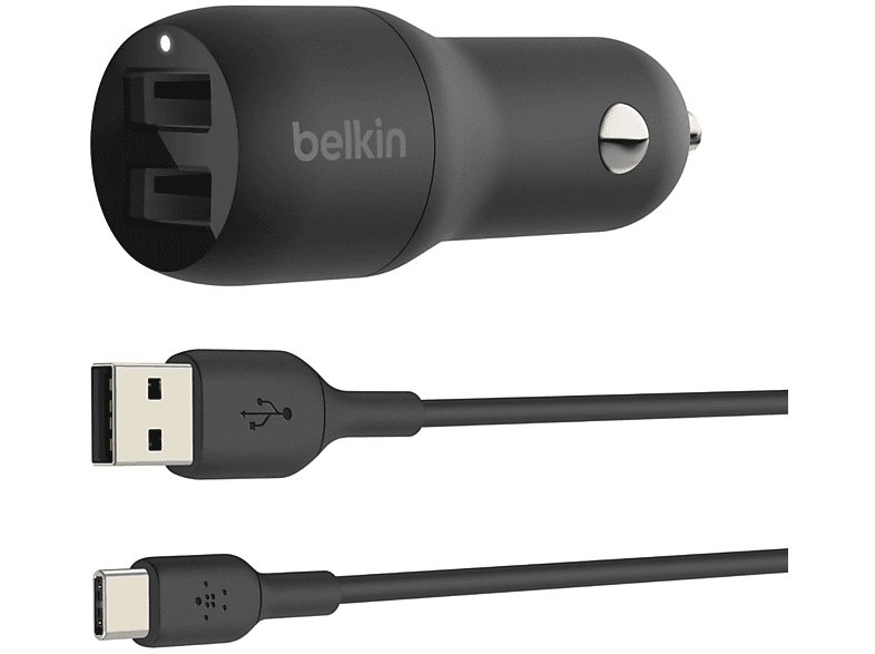 Автомобильное ЗУ Belkin Car Charger 24W Dual USB-A, USB-A - MicroUSB, 1m, black