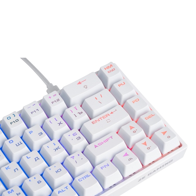 Клавиатура игровая 2E GAMING KG370 RGB 68key Gateron Red Switch USB White Ukr