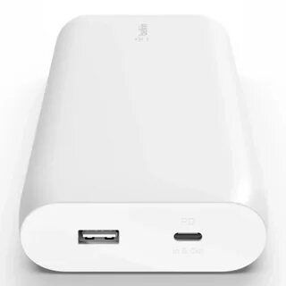 Портативное зарядное устройство Power Bank Belkin 20000mAh, 30W, PD, USB-A, USB-C, white