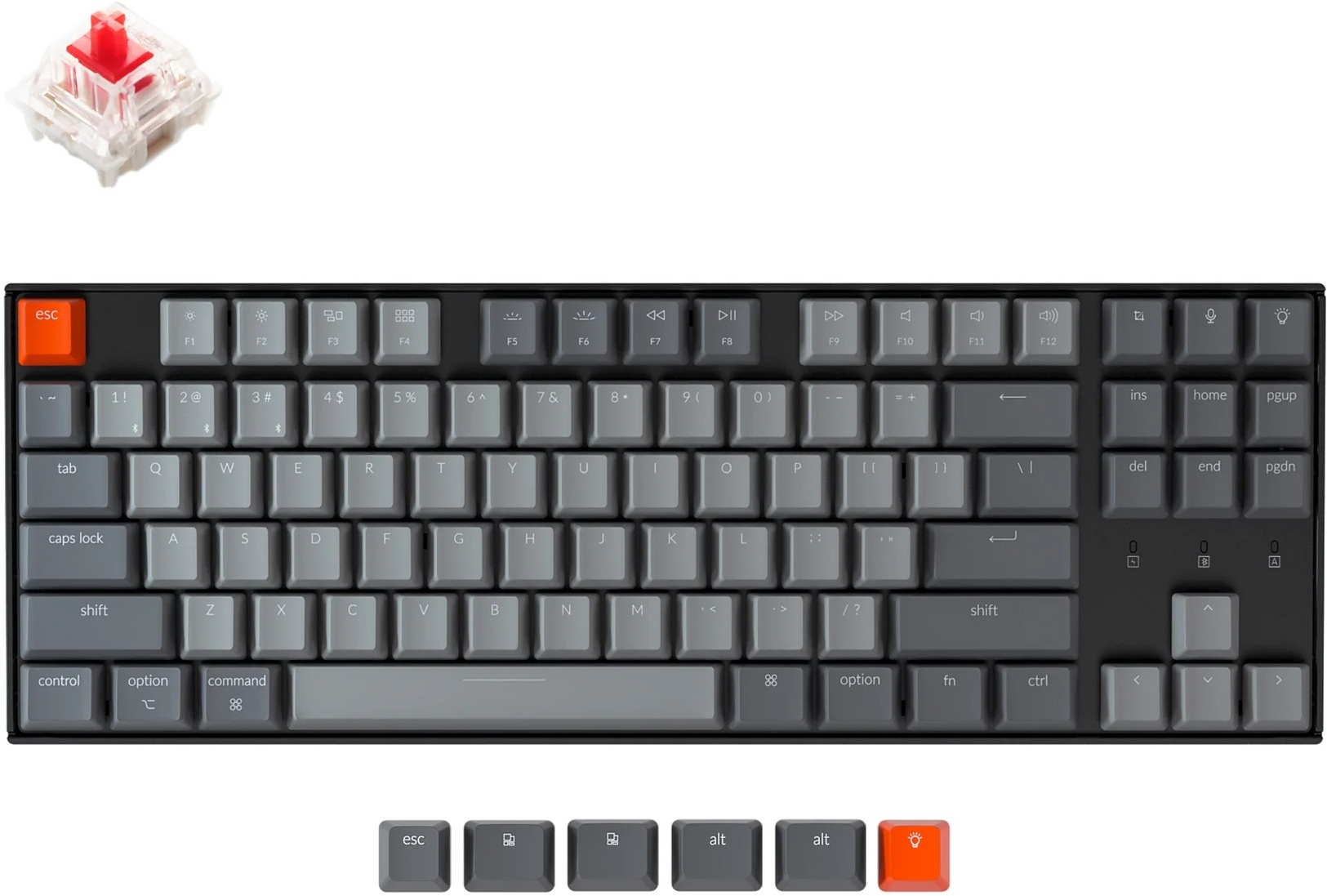 Клавиатура Keychron K8 87 Key Gateron G pro Blue White Led Hot-swap Black
