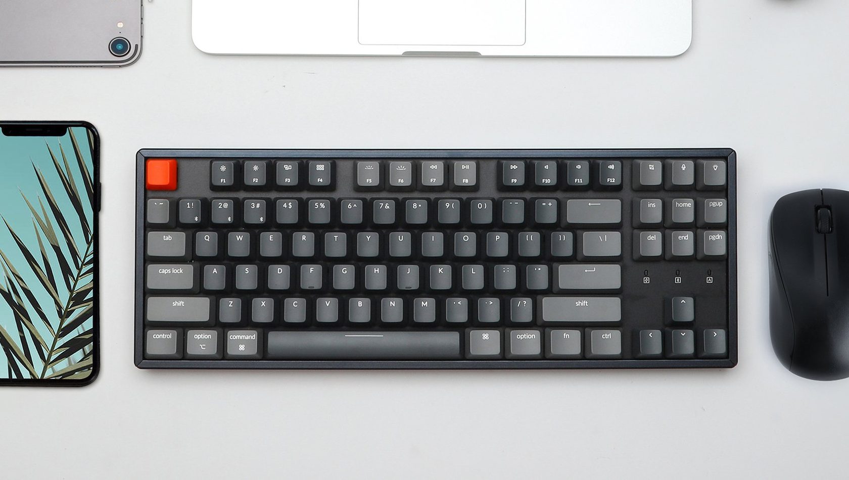 Клавиатура Keychron K8 87 Key Gateron G pro Brown White Led Hot-swap Black