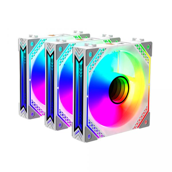 Корпусный вентилятор для ПК 2E GAMING Air Cool ACF120MW-ARGB, 3x120мм, 2000rpm, 4pin PWM +5VARGB, 20.5dBa, белый