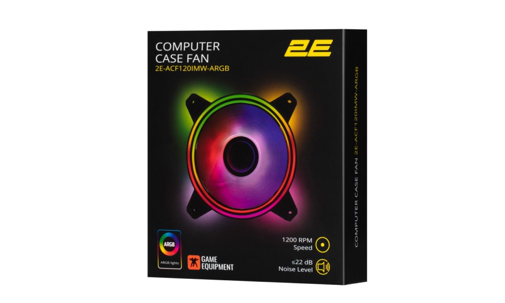 Корпусный вентилятор 2E Gaming Air Cool Infinity M ACF120IMW-ARGB, 120mm, 1200rpm, 3pin, 3pin+5VAura, 22dBa