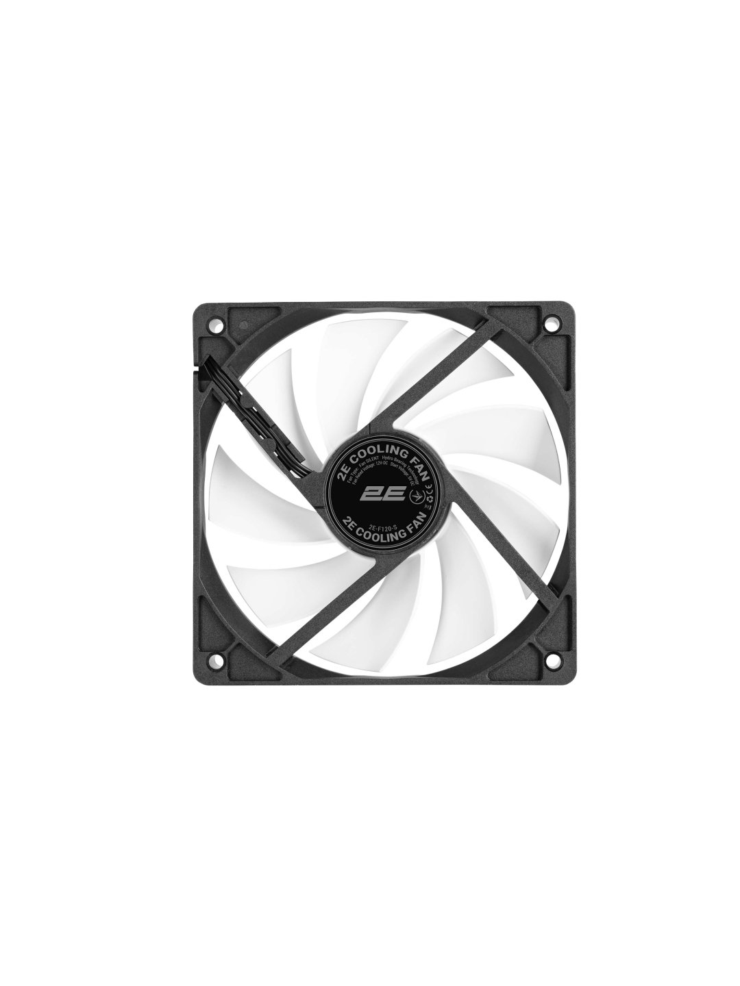 Корпусной вентилятор 2E OEM (F120-S), 120мм, 3pin, белые лопасти, черная рамка