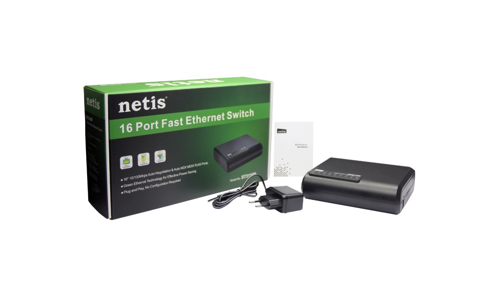 Коммутатор Netis ST3116P 16xFE, неуправляемый