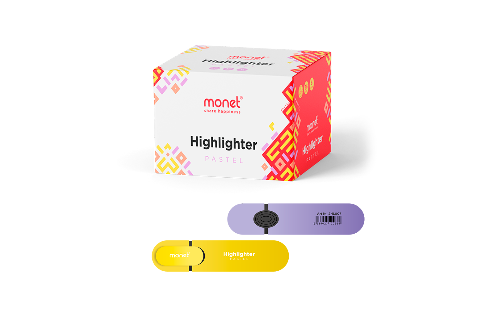 Текстовыделитель MONET Highlighter Pastel в ассортименте, 36 шт