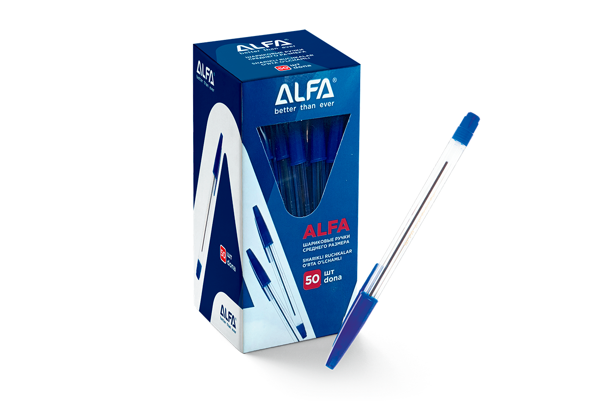 Шариковые ручки ALFA 1BP002 50 шт