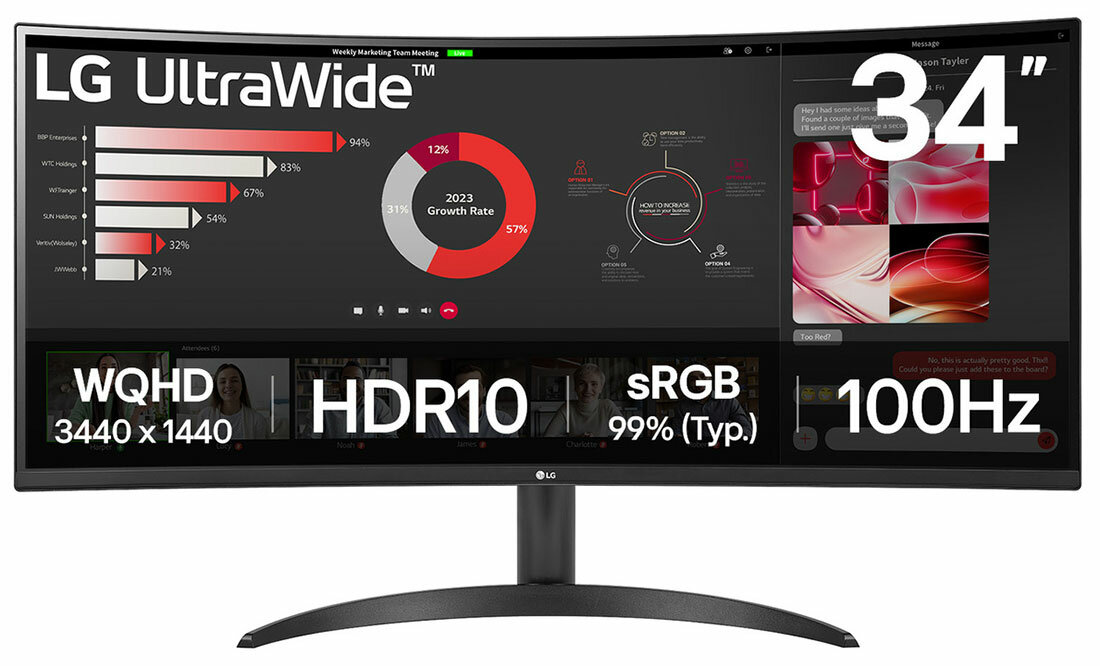 Monitor LG - 34" 34wr50qk-B , QHD (3440x1440)