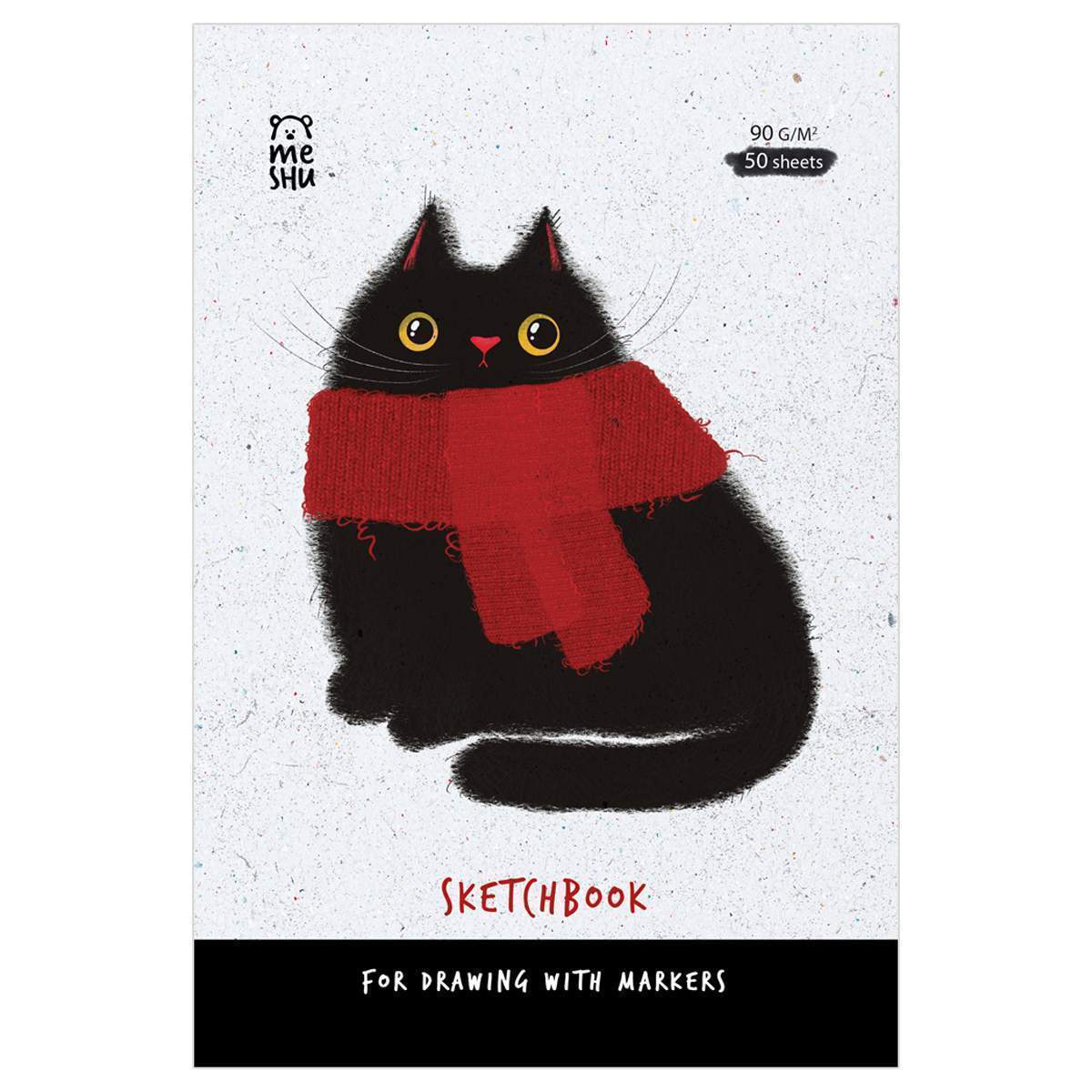 Скетчбук MESHU "Cat" для рисования маркерами 50л. А5 на склейке, 90г/м2, soft touch