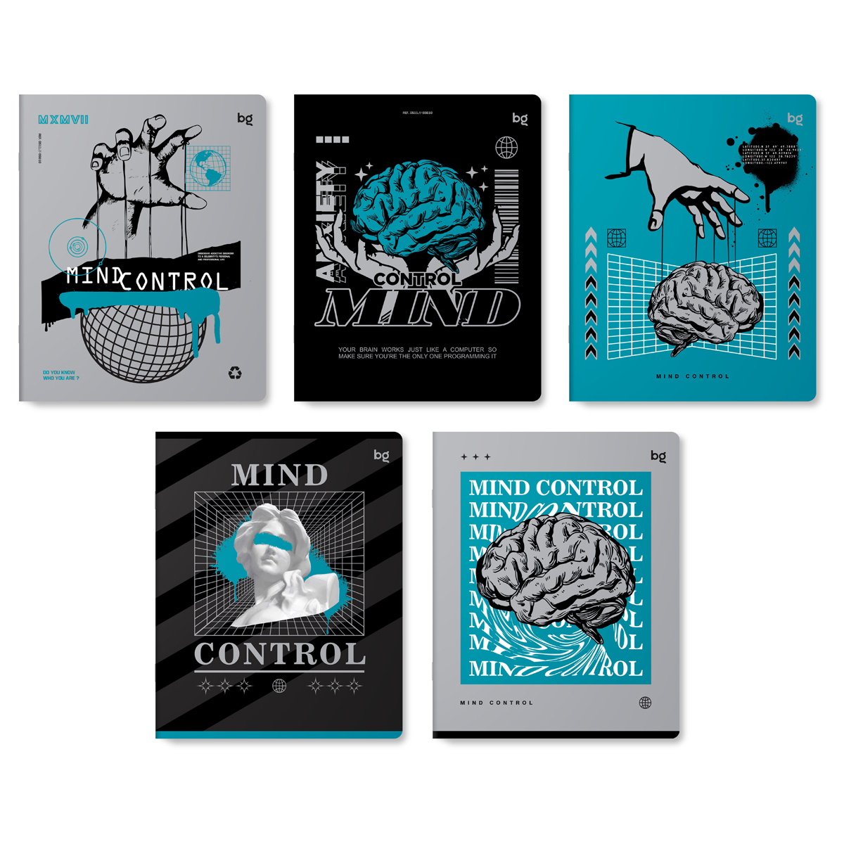 Тетрадь BG "Mind control" 48л. А5, в клетку, эконом, 5 шт