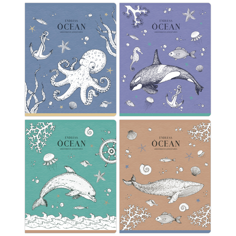 Тетрадь BG "Ocean" 48л. А5, в клетку, 4 шт