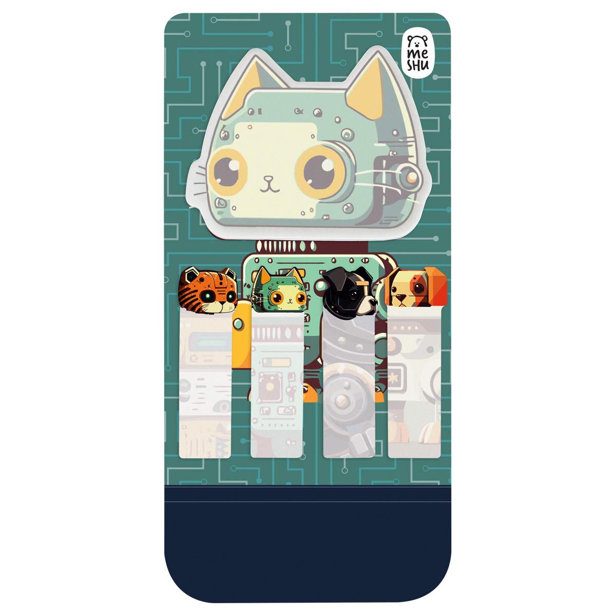 Флажки-закладки MESHU "Robopets metal" и самоклеящиеся блоки в наборе, 20л., европодвес