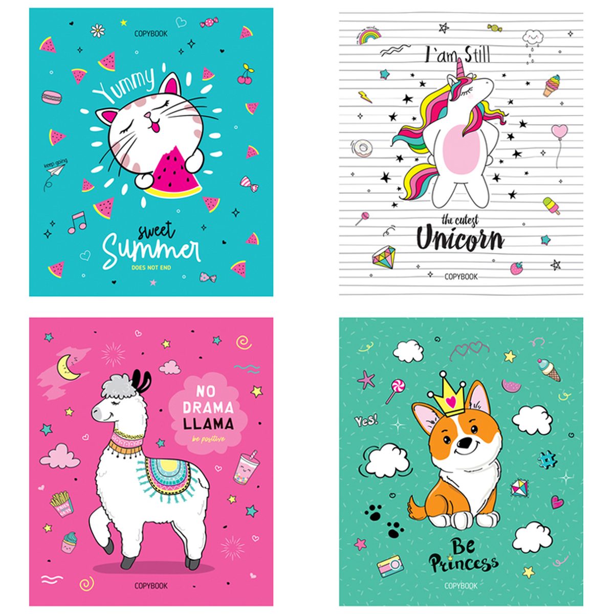 Тетрадь ArtSpace "Рисунки. The cuties" 48л. А5, в клетку, ТВИН-лак, 10 шт