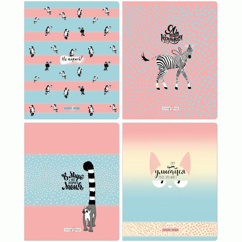 Тетрадь BG "Circles&strips" 48л. А5, в клетку, 4 шт