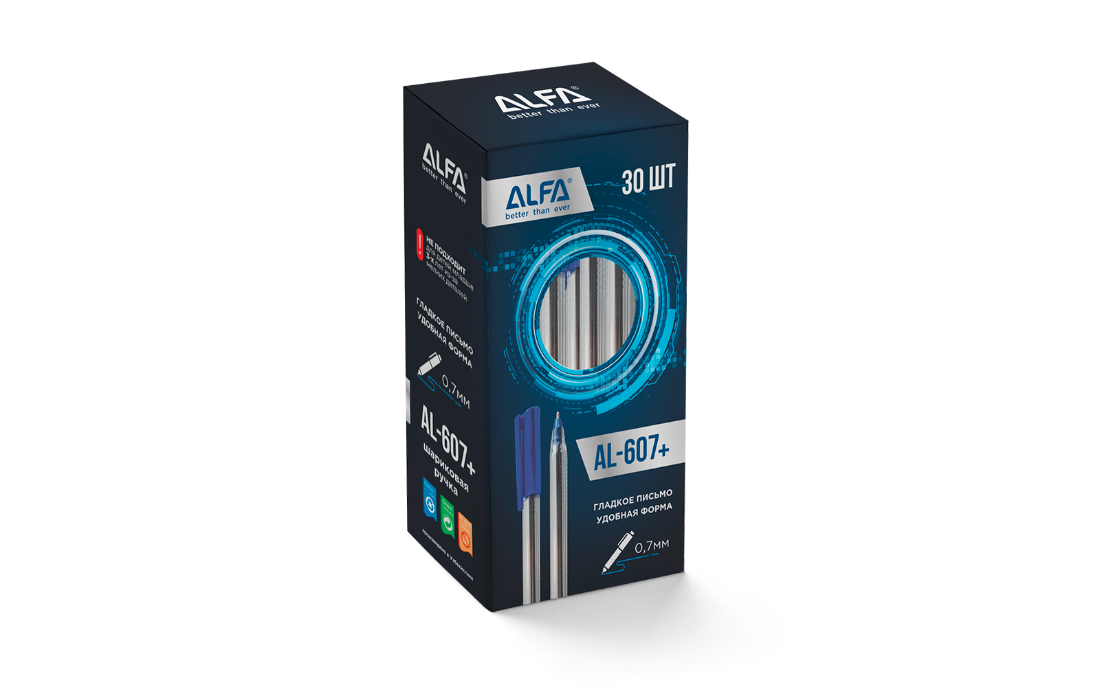 Шариковые ручки AL-607+ 30 шт 1BP029 Blue