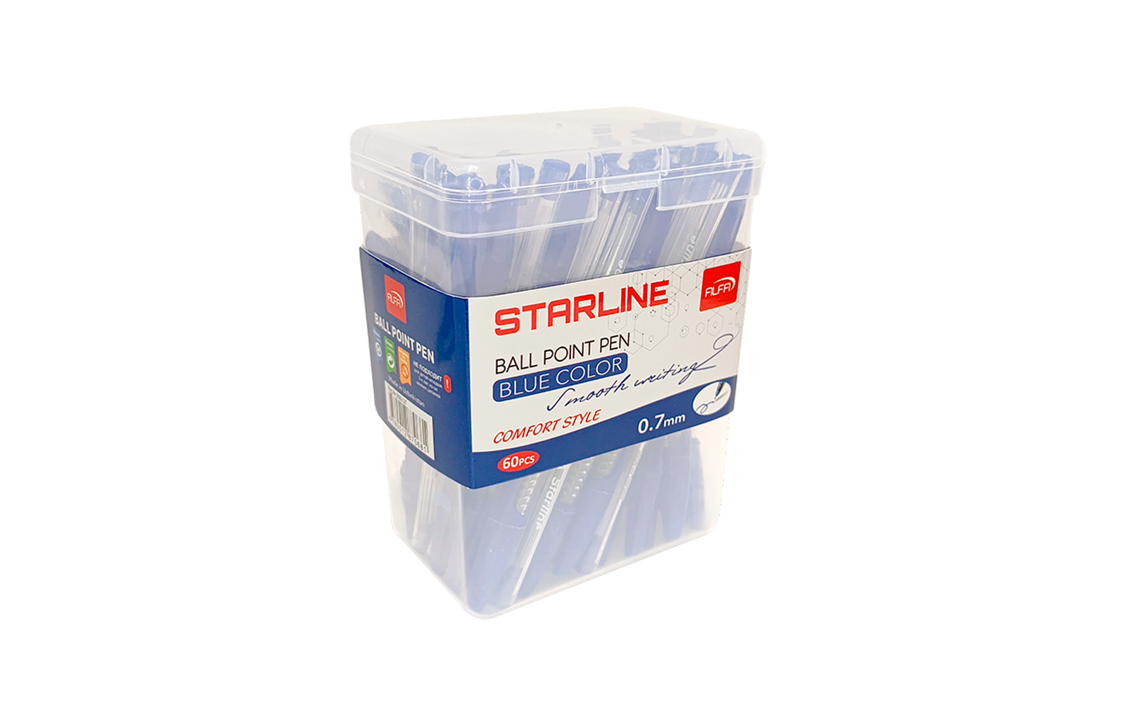 Шариковые ручки Alfa Starline 60 шт  1BP031 Blue