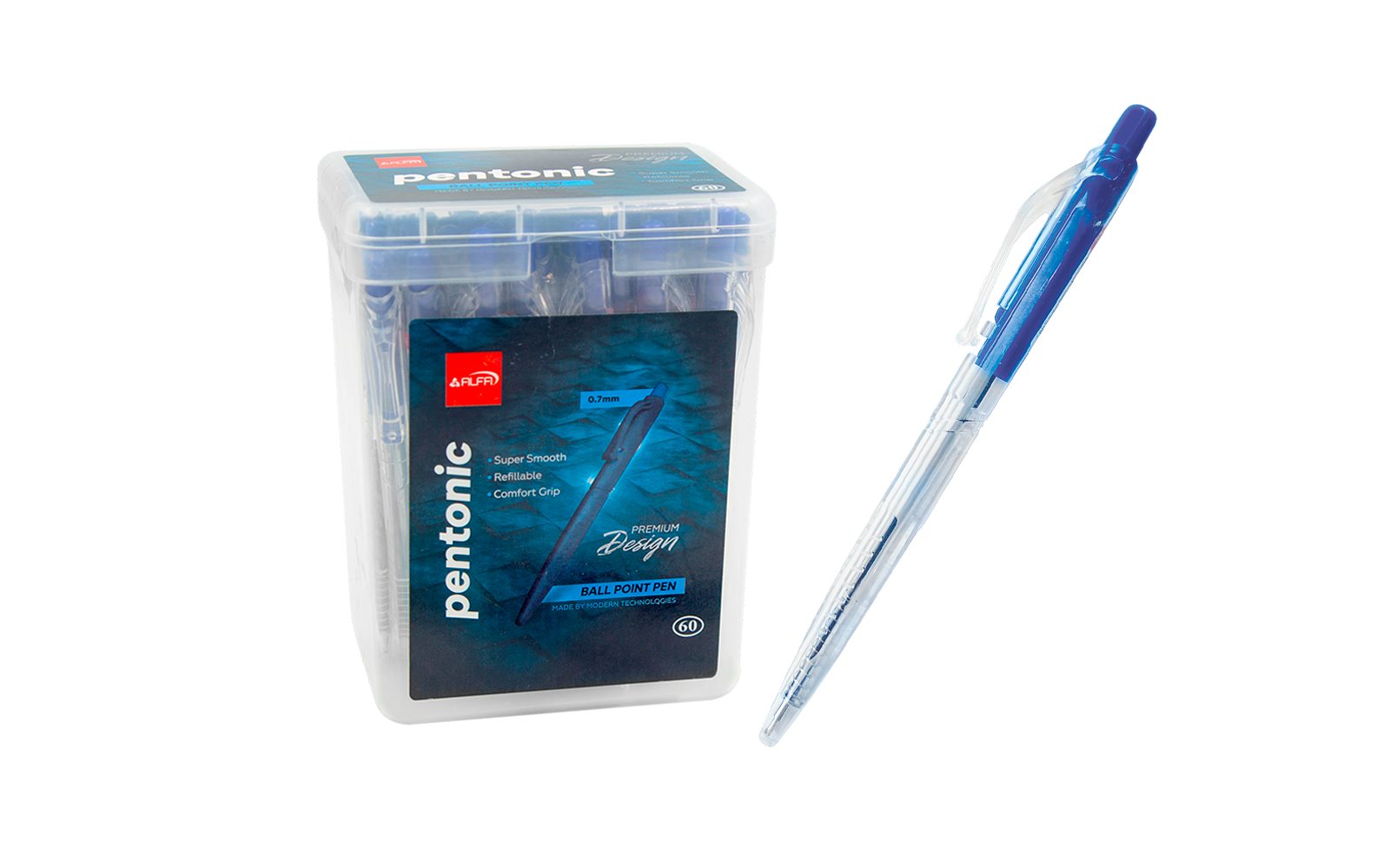 Шариковые ручки Alfa Pentonic 60 шт 1BP014 Blue