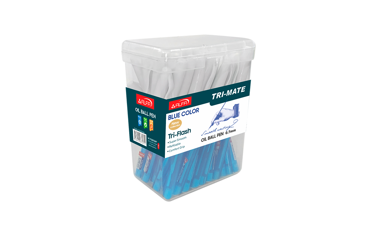 Шариковые ручки Alfa -Tri Mate 60 шт 1BP030 Blue