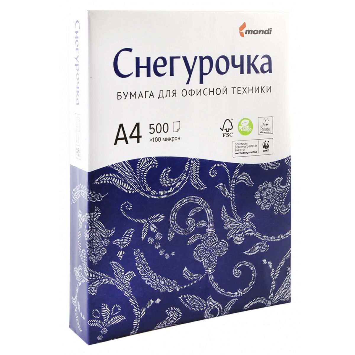 Бумага офисная СНЕГУРОЧКА 80г/м2 формат LG А4 White