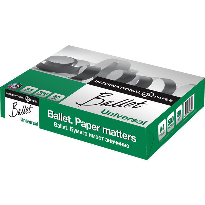 Бумага А4 Ballet Universal 80гр 500л 2 5 кг класс С White