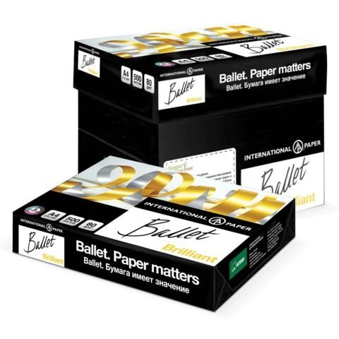 Бумага А4 Ballet Brilliant 80гр 500л 2 5 кг класс A+ White