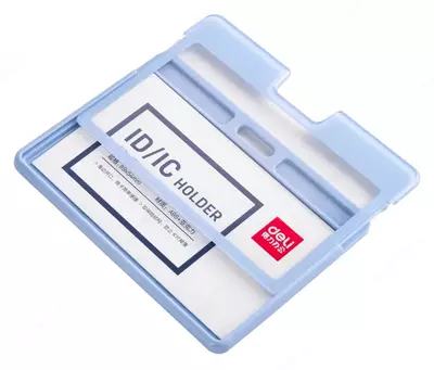 Бейдж горизонтальный на ленте с ретрактором Blue 89х54мм 64802 Deli