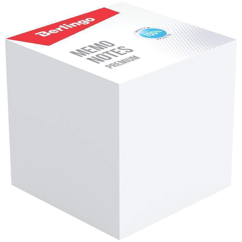Блок для записи Berlingo "Premium" 9*9*4 5см пластиковый бокс White 100% белизна