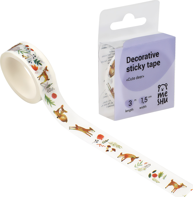 Yopishqoq tasma dekorativ MESHU "Cute deer" 1 5 sm*3м