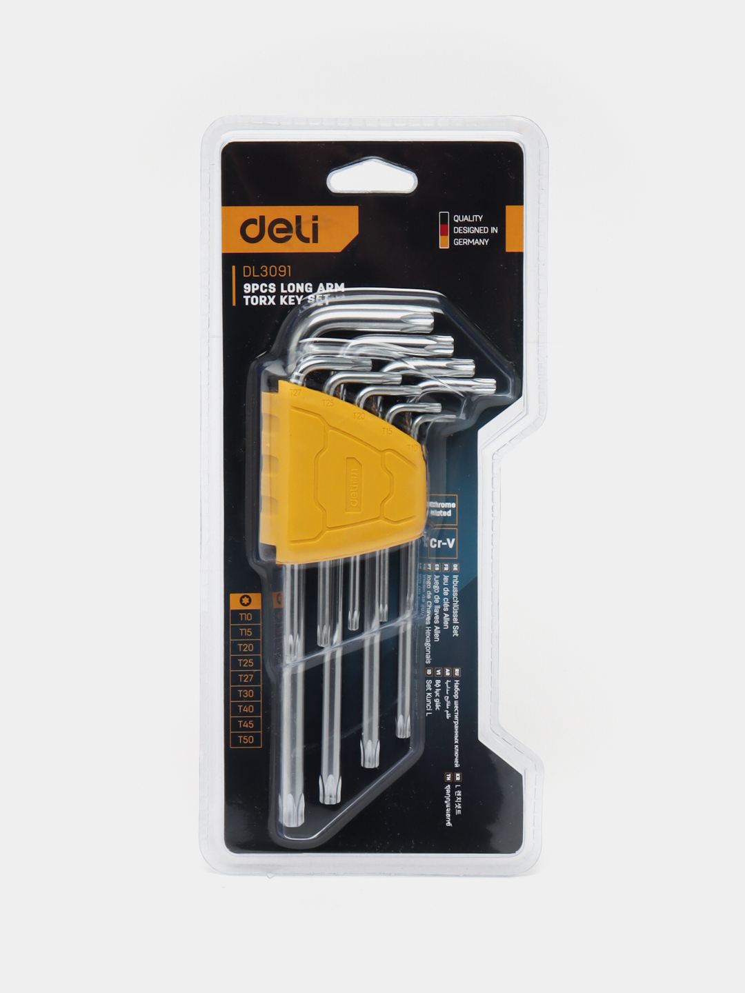 Ключ TORX длинный. в наборе. 9шт T10-T50 EDL3091 Deli
