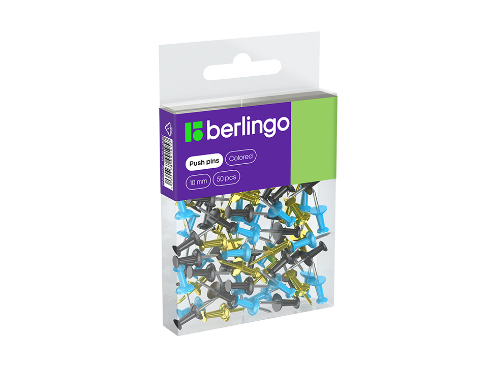 Кнопки силовые Berlingo 50шт цвететные ПВХ упак европодвес голубые