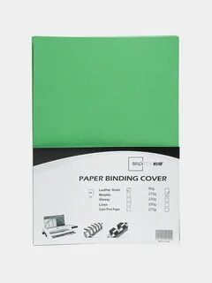 Обложка для переплёта карт. А4 100шт 210гр/м Leather Green Bindi