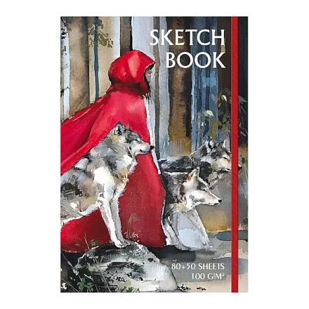 Тетрадь "Premium" SketchBook 80-50л А5ф 100г/кв.м без линовки с твердой обложкой с клапаном на резинке на закрытом гребне-Сумерки