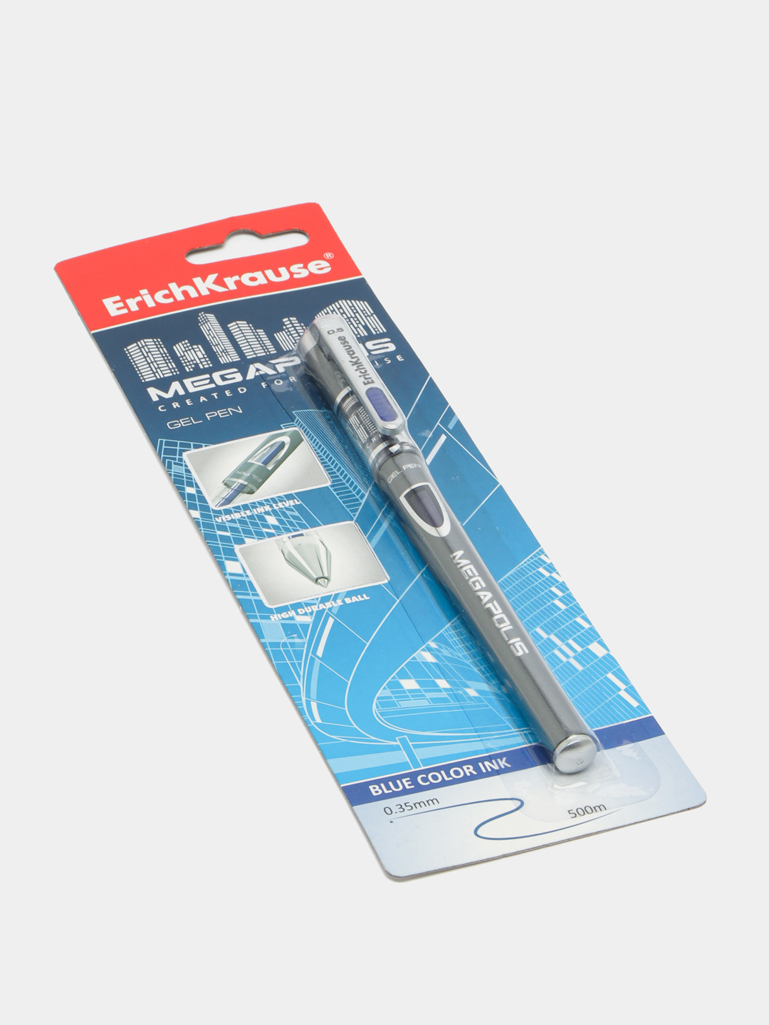 Ручка гелевая ErichKrause MEGAPOLIS Gel Stick 0.5,  Blue  (в блистере по 1 шт.)