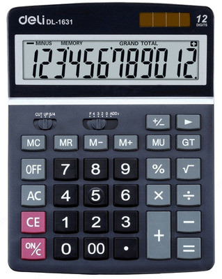 Kalkulyator 12 raqamli qora rang 185*135*37,5 Deli E1671