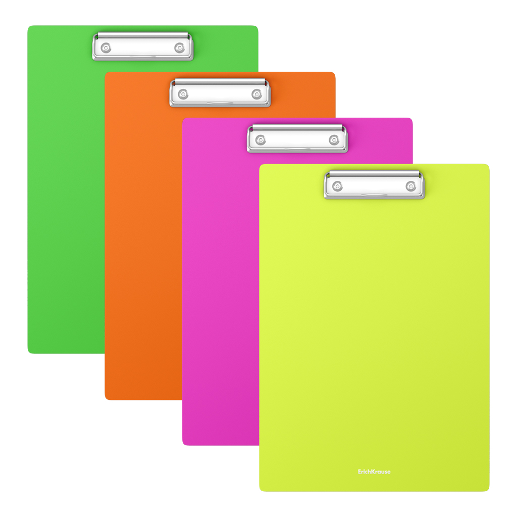 Планшет пластиковый ErichKrause Matt Neon, A4, в упаковке по 4 шт