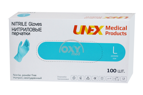Перчатки нитриловые UNEX размер-L Blue
