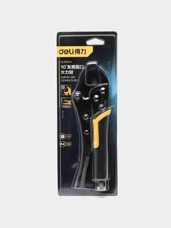 Плоскогубцы изогнутые с фиксацией Black DL109110H Deli