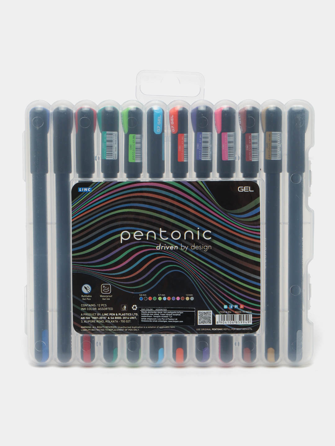 Ручка гелевая Pentonic Gel 0.6-1.0мм 12 цв. Linc в блистере