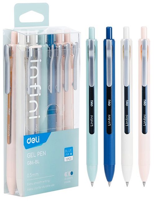 Ручка гелевая с кнопкой 0,5мм EG338-BL Blue Deli