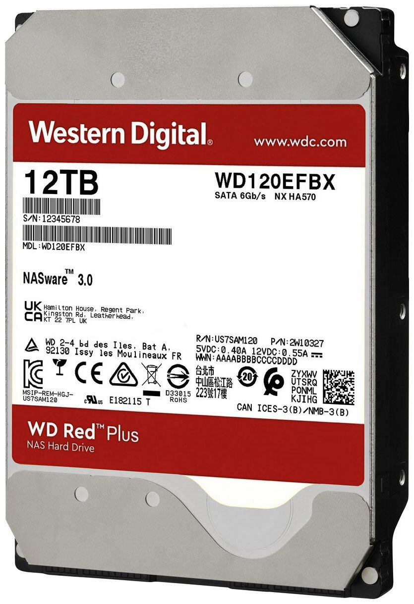 Qattiq disk WD 12TB, 256MB kesh, SATA III, 7200 ayl/min, RED PLUS