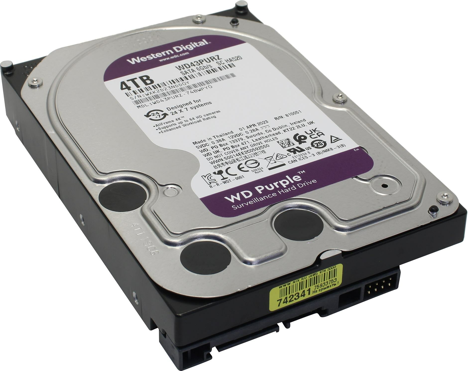 Жесткий диск WD 4TB, 256MB кеш, SATA III, 5400 об/мин, RED PLUS