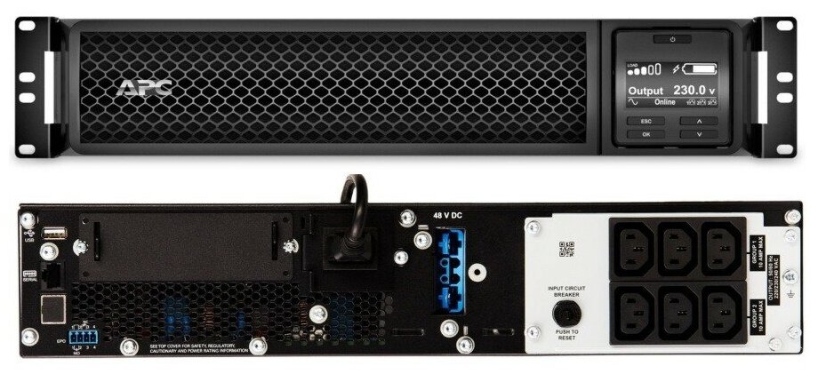 Источник бесперебойного питания APC/SRT1500RMXLI-NC/Smart/On-Line/Rack/IEC with Network Card/1 500 ВА/1 350 W