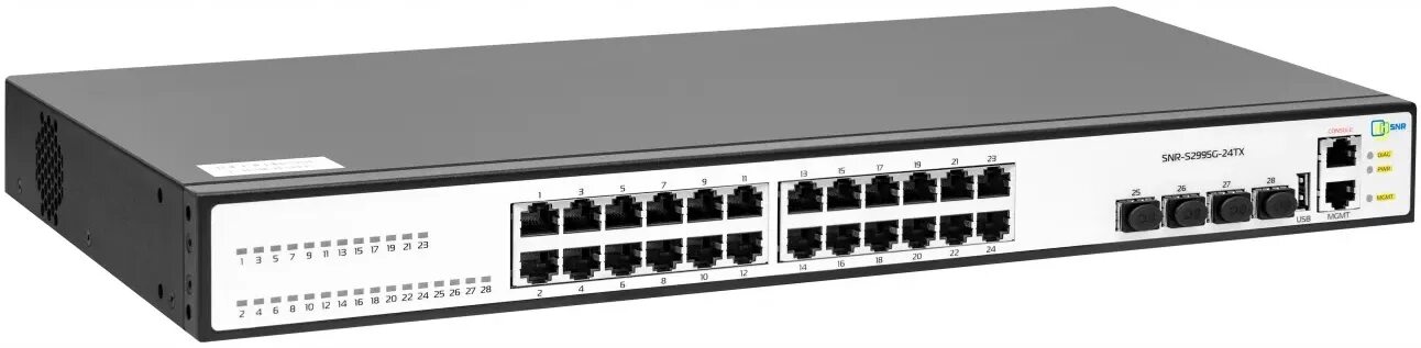 Boshqariladigan 3 darajali SNR-S2995G-24TX-RPS
