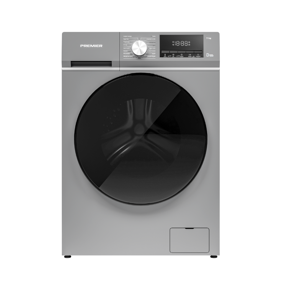 Kir yuvish mashinasi PREMIER PRM60F1002LIN/G, avtomat, 6 kg, Grey, invertor motor, buglovchi