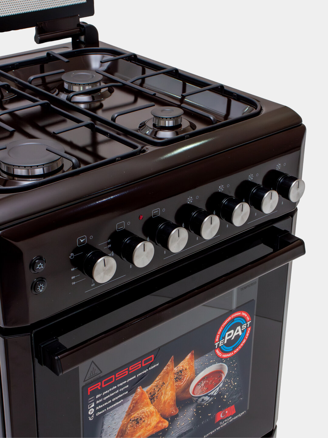 Газовая плита ROSSO KABSA 40 Brown, 4 конфорки с электроподжигом